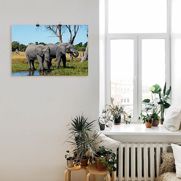 Artland Wandbild "Afrikanische Elefanten", Wildtiere, (1 St.), als Leinwand günstig online kaufen