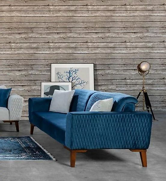 JVmoebel Sofa Blauer Moderner Dreisitzer Luxus Couch Stilvolles Sofa Sitzmö günstig online kaufen