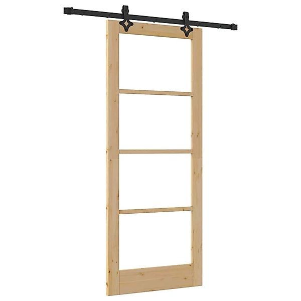 vidaXL Schiebetür Braun 83 x 202 cm Holz und Metall 3332277 günstig online kaufen