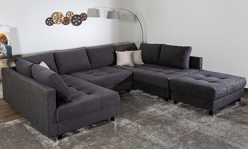 COLLECTION AB Wohnlandschaft Toni U-Form, B: 298 cm, mit Hocker & 3 Zierkis günstig online kaufen