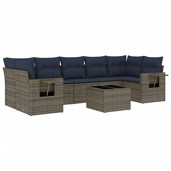 vidaXL 8-Tlg Gartensofa-Set mit Kissen Grau Polyrattan 3219940 günstig online kaufen