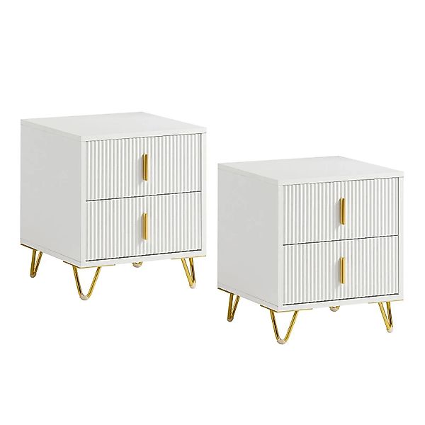 SoBuy 2er Set Nachttisch mit 2 Schubladen Beistelltisch 40x47x40cm Weiß FBT günstig online kaufen