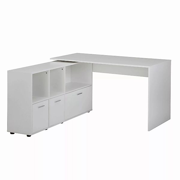 Schreibtischkombination 136 x 75,5 x 155,5 cm Weiß | Schreibtisch mit Sideb günstig online kaufen