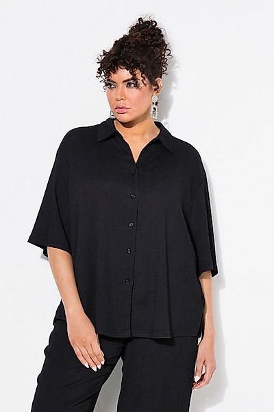 Ulla Popken Hemdbluse Bluse Struktur Hemdkragen günstig online kaufen