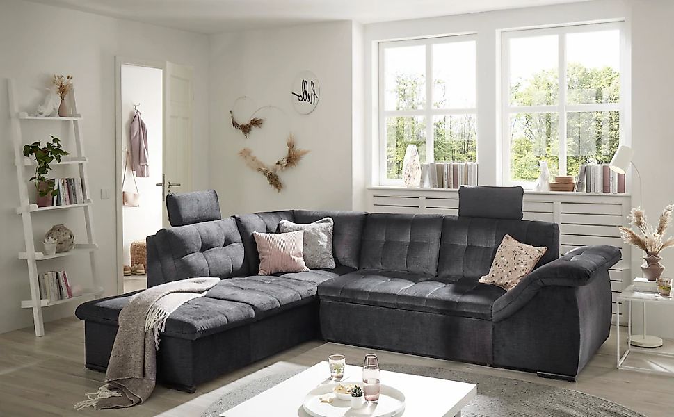 ED EXCITING DESIGN Ecksofa "Estrella L-Form", mit Bettfunktion, Bettkasten, günstig online kaufen