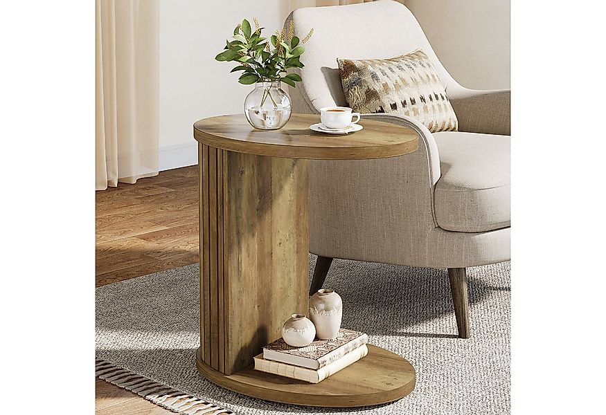 Tribesigns Beistelltisch 2-stöckiger Beistelltisch mit Ablagefach, C-Tisch günstig online kaufen