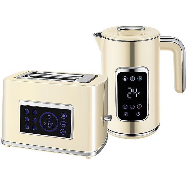 HOMCOM Wasserkocher Toaster Set 1,7L Edelstahl Wasserkocher 2 Scheiben Toas günstig online kaufen