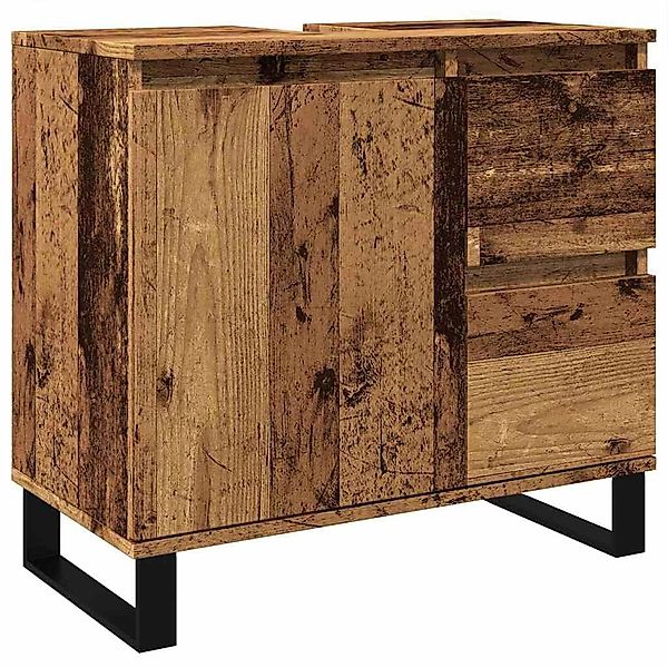 vidaXL Badezimmer-Set Waschbeckenunterschrank Altholz-Optik 65x33x60 cm günstig online kaufen