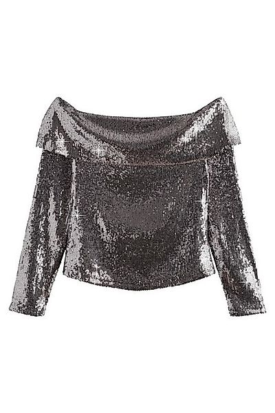 Next Paillettenshirt Langärmeliges Bardot-Oberteil mit Pailletten (1-tlg) günstig online kaufen