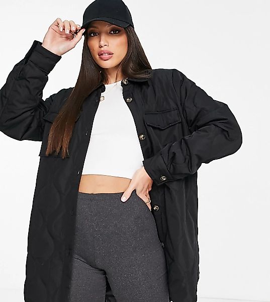 Vero Moda Tall – Gesteppte Hemdjacke in Schwarz günstig online kaufen
