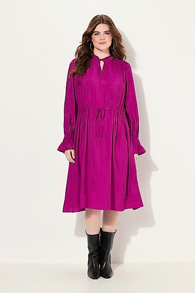 Ulla Popken Midikleid Kleid A-Linie Rüschen-Stehkragen günstig online kaufen