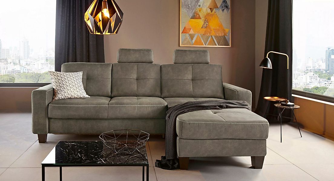 Places of Style Ecksofa "Varese L-Form", Kreuznaht in beige günstig online kaufen