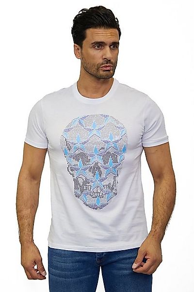 TRUENO T-Shirt Lässiges Herren Totenkopf T-Shirt in Slim Fit Weiß M günstig online kaufen