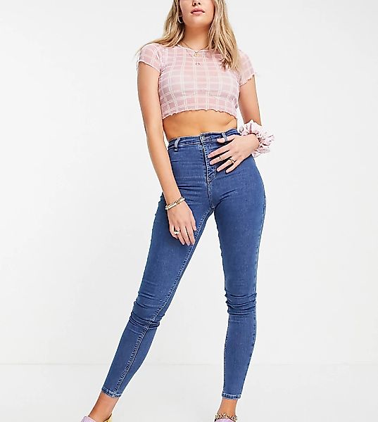 Topshop Tall – Joni – Jeans mit engem Schnitt in Mittelblau günstig online kaufen
