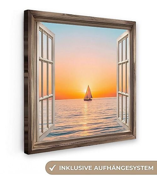 OneMillionCanvasses® Leinwandbild Transparenter Blick - Meer - Boot - Sonne günstig online kaufen