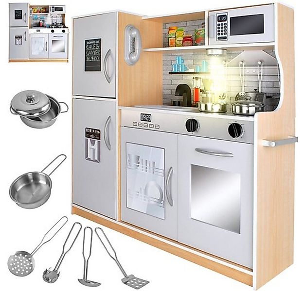 KRUZZEL Spielküche Holzküche XL Kinder Holz, mit Geräusche + Licht günstig online kaufen