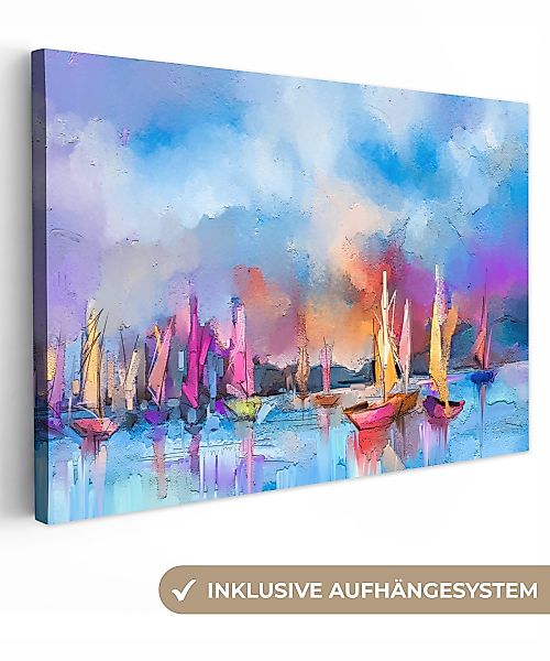 OneMillionCanvasses® Leinwandbild Malerei - Boote - günstig online kaufen