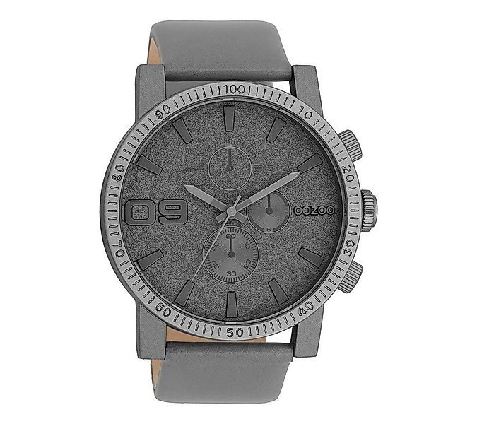 OOZOO Quarzuhr XXL Herrenuhr C11312 Chronolook Dunkelgrau Lederband 48 mm C günstig online kaufen