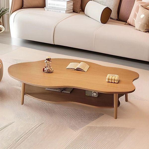 CHZIMADE Couchtisch Doppelschichtiges unregelmäßiges Holz-Tisch, Wolkentisc günstig online kaufen