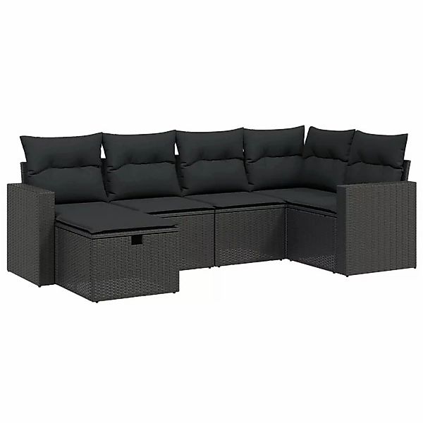 vidaXL 6-tlg Garten-Sofagarnitur mit Kissen Schwarz Poly Rattan Modell 113 günstig online kaufen