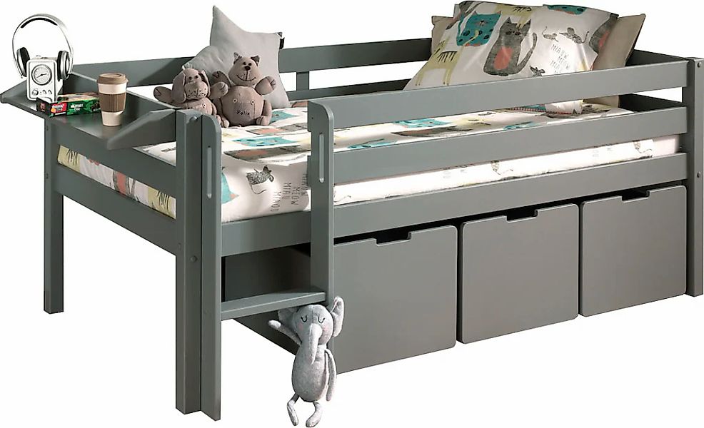 Vipack Spielbett "Pino, Kiefer massiv, mit Rolllattenrost, 3 Rollboxen, Mad günstig online kaufen