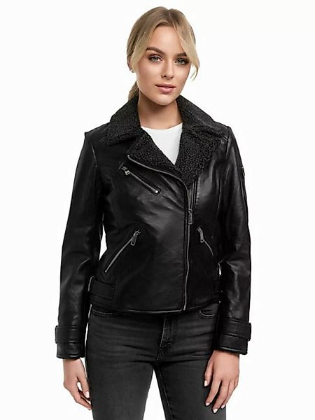 Tazzio Lederjacke F512 gefütterte Jacke mit coolen Zipper-Details & Reversk günstig online kaufen