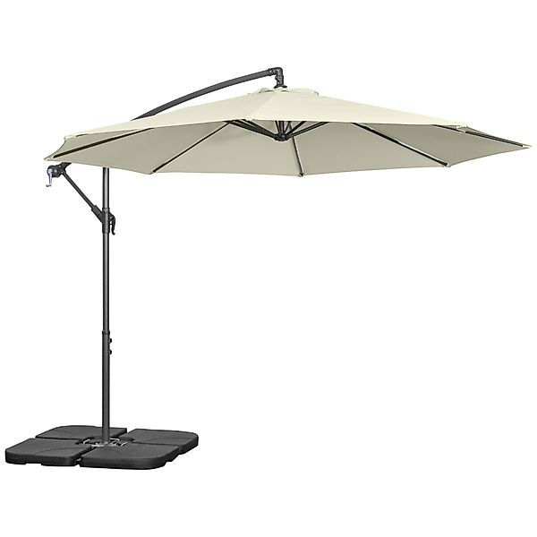 Outsunny Granit Sonnenschirm Ø3x2,5 m mit Kreuzfuß, Gewichten und Kurbel, S günstig online kaufen
