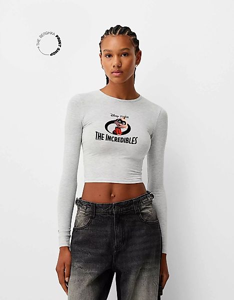 Bershka Langarmshirt The Incredibles Damen Xl Grau günstig online kaufen