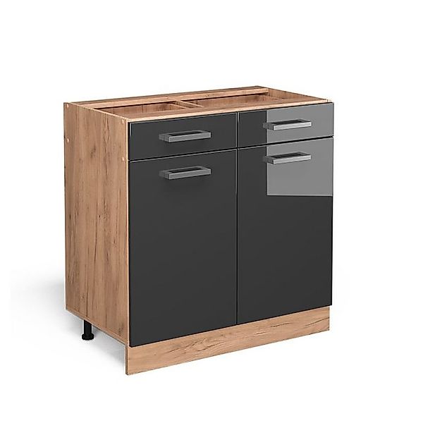 Vicco Küchenunterschrank R-Line Anthrazit Hochglanz/Goldkraft Eiche 80 cm o günstig online kaufen