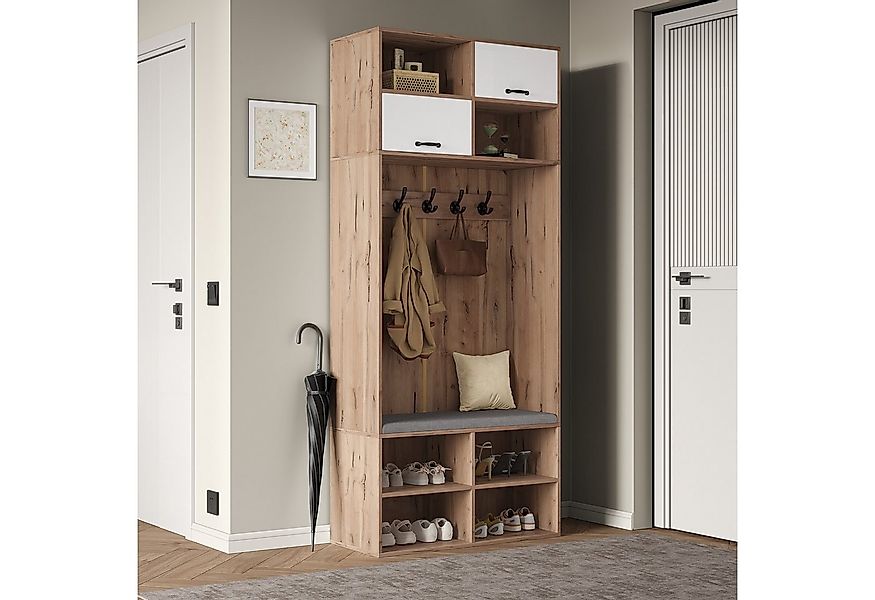 OKWISH Garderoben-Set Ideal für den Flur, (mit Sitzbank, 5 Haken, 2 Türen & günstig online kaufen