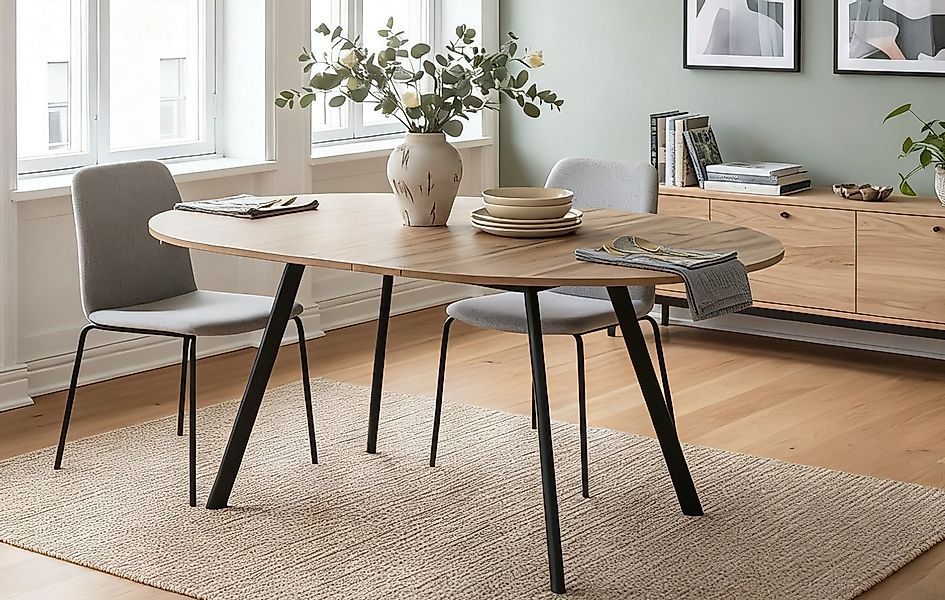 B&D home Esstisch TILL, Metallgestell schwarz oder weiß, ausziehbar 120-160 günstig online kaufen