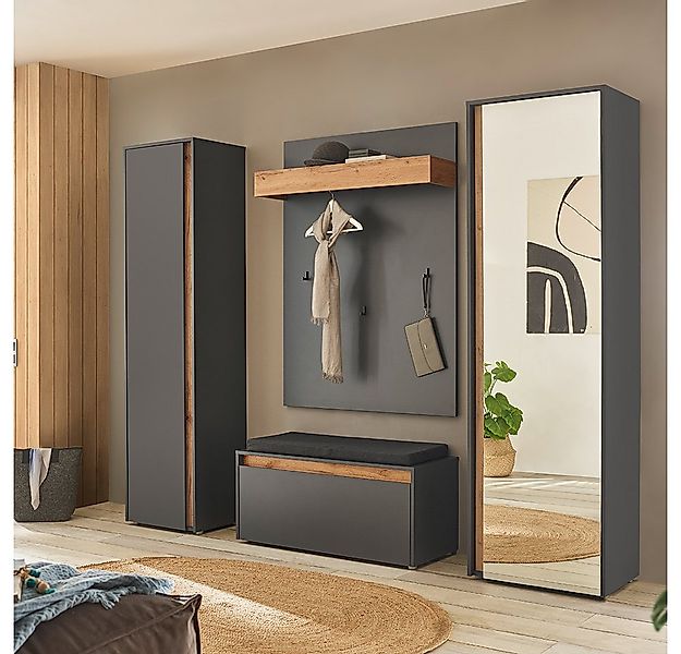 Lomadox Garderoben-Set CRISP-61, (Spar-Set, 4-St., Garderobenpaneel Schuhba günstig online kaufen