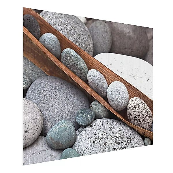 Alu-Dibond Bild - Querformat 4:3 Stillleben mit grauen Steinen günstig online kaufen