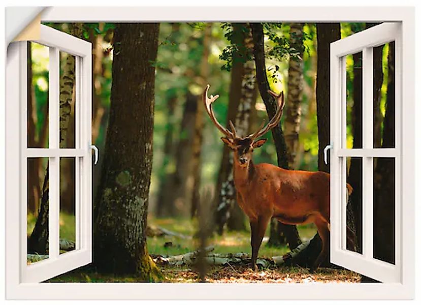 Artland Wandfolie »Fensterblick - Hirsch 4 - Wald«, Fensterblick, (1 St.), günstig online kaufen