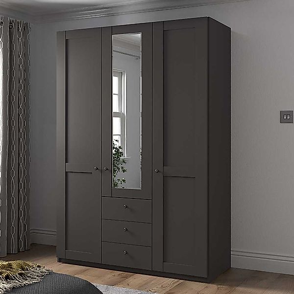 Kleiderschrank dunkelgrau Spiegel 150 cm breit 216 cm hoch günstig online kaufen