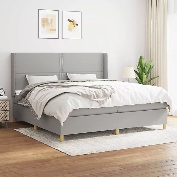 Vidaxl Boxspringbett Mit Matratze Hellgrau 200x200 Cm Stoff günstig online kaufen