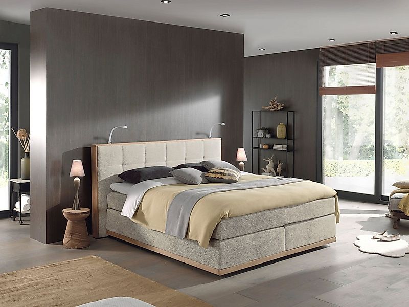 Places of Style Boxspringbett Vinton, aus Eiche, mit LED-Beleuchtung, versc günstig online kaufen
