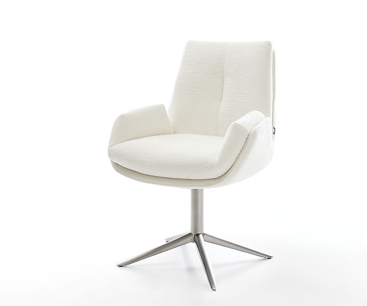 Drehstuhl Clea-Flex Bouclé Soft Beige Fußkreuz Edelstahl 360° drehbar Wippf günstig online kaufen