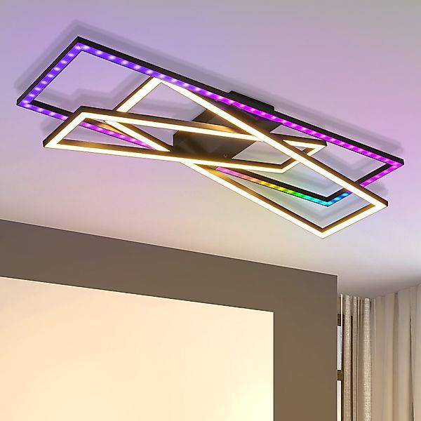 ZMH LED Deckenleuchte Wohnzimmer Schwarz Rechteckig günstig online kaufen