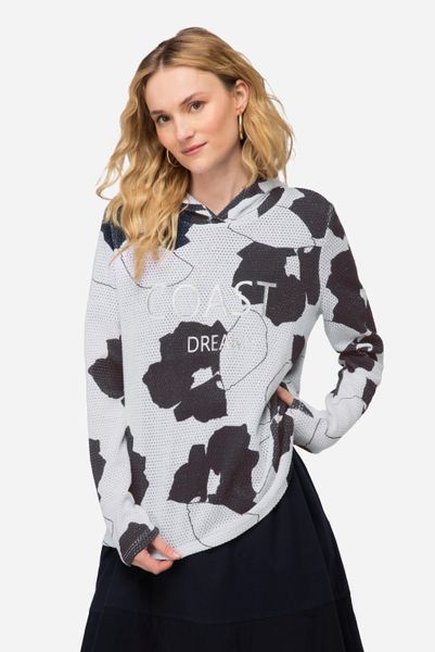 Laurasøn Sweatshirt Hoodie Blätter Print Netz-Kapuze günstig online kaufen