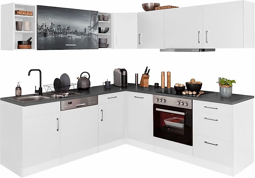 HELD MÖBEL Winkelküche "Paris", mit E-Geräten, Stellbreite 220/220 cm günstig online kaufen