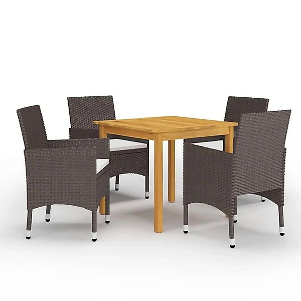 vidaXL 5-Tlg Garten-Essgruppe mit Kissen Braun 3095862 günstig online kaufen