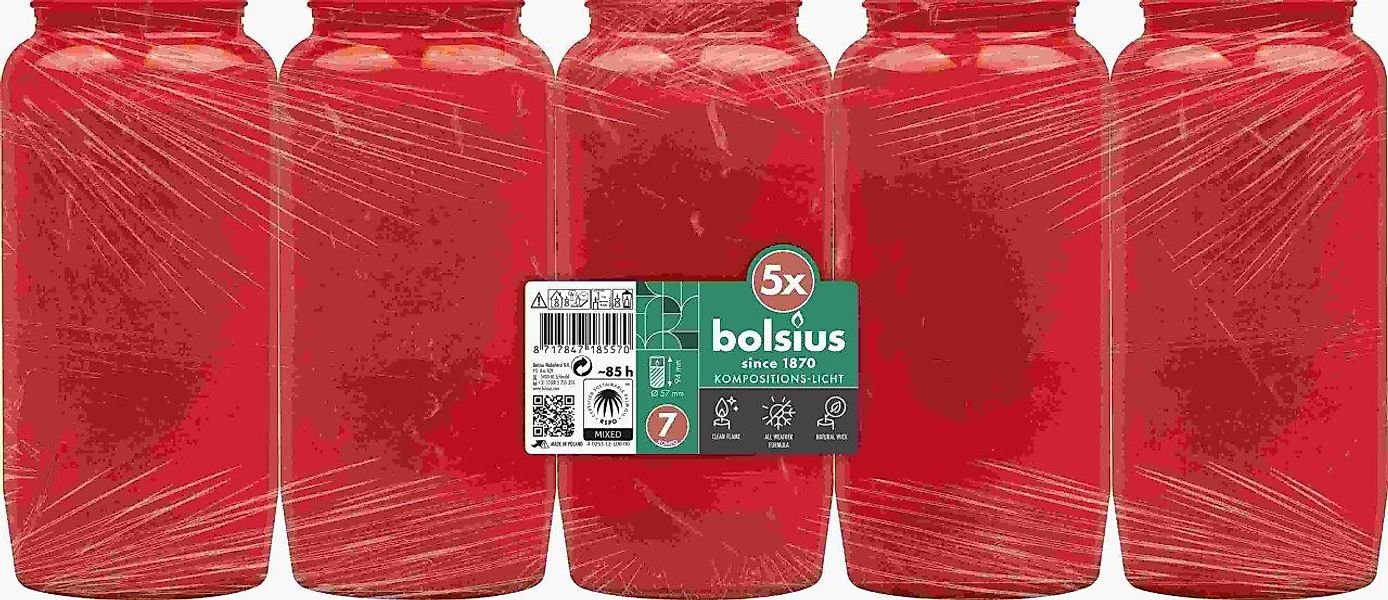 Bolsius Grabkerze BOLSIUS Kompositionslicht rot 5er Pack 14 cm günstig online kaufen