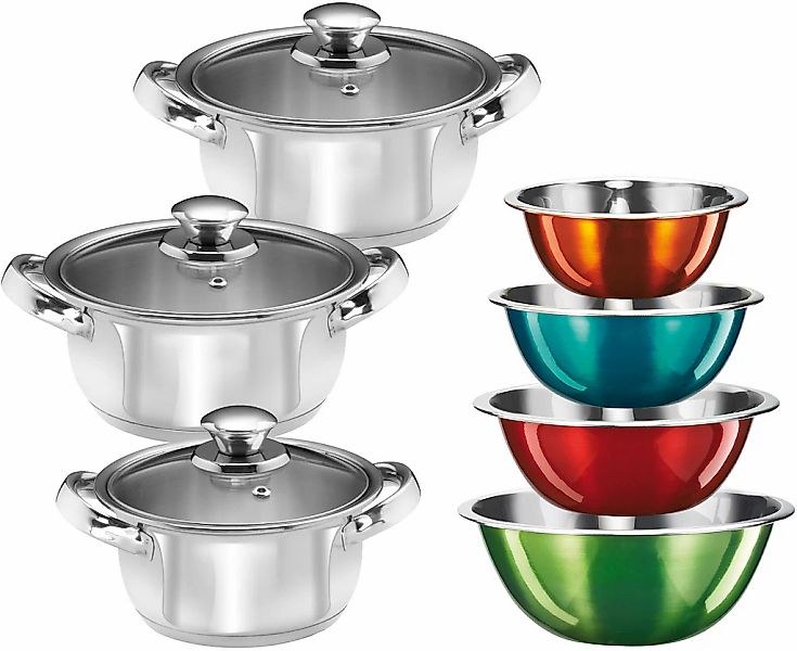 KING Topf-Set "EDELSTAHL" Set, 3 Töpfe Ø 16/18/20 cm inkl. Glasdeckel, 4 Sc günstig online kaufen