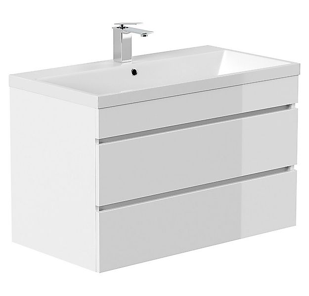 Lomadox Waschtisch FROME-02, 90 cm, hängend, weiß Hochglanz, mit 3 Schublad günstig online kaufen