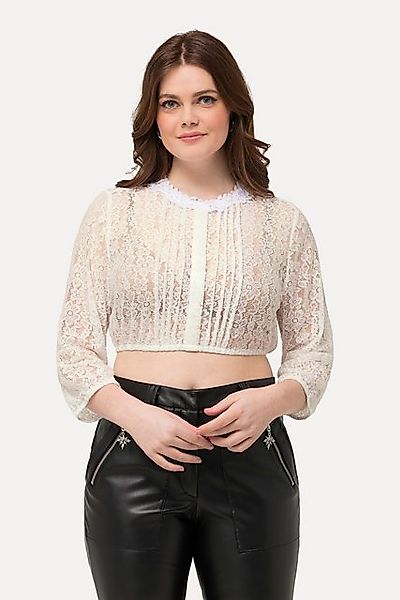 Ulla Popken Longbluse Dirndlbluse elastische Spitze Rundhals 3/4-Arm günstig online kaufen