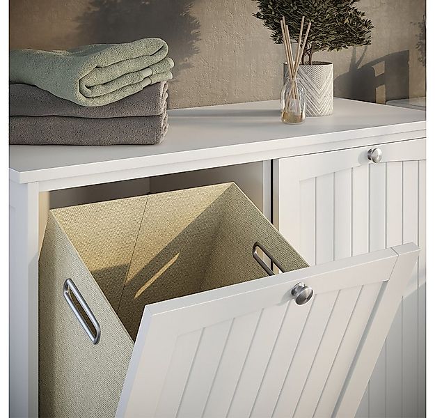 Vicco Wäscheschrank Bianco, Weiß, 83 x 80 cm mit 2 Wäschekörben (1-St) günstig online kaufen