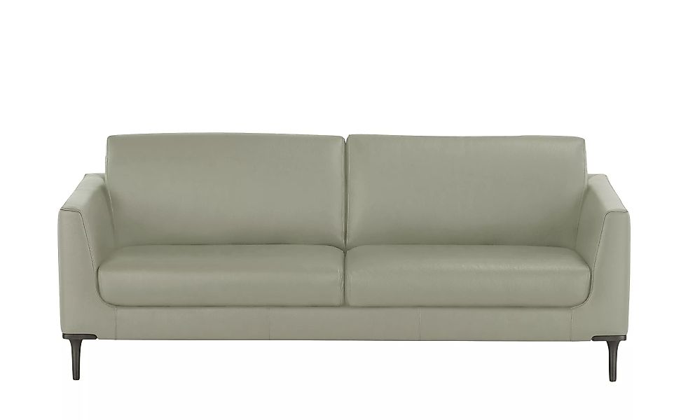 Ledersofa - grau - 211 cm - 85 cm - 92 cm - Polstermöbel > Sofas > 2-Sitzer günstig online kaufen