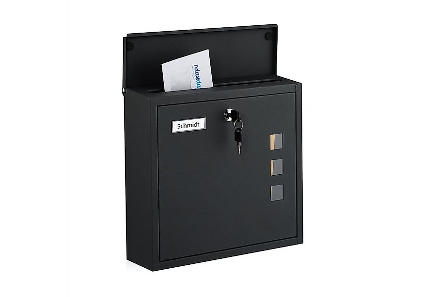relaxdays Wandbriefkasten Briefkasten mit Sichtfenster, schwarz günstig online kaufen