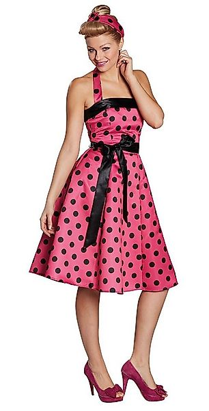 Karneval-Klamotten Kostüm 50er Jahre Damenkostüm pink schwarz, Schulterfrei günstig online kaufen